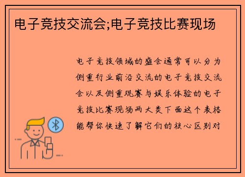 电子竞技交流会;电子竞技比赛现场